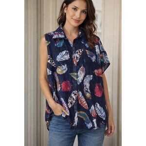 Easel Los Angeles Sleeveless Oversized Top Size Medium Floral Blouse